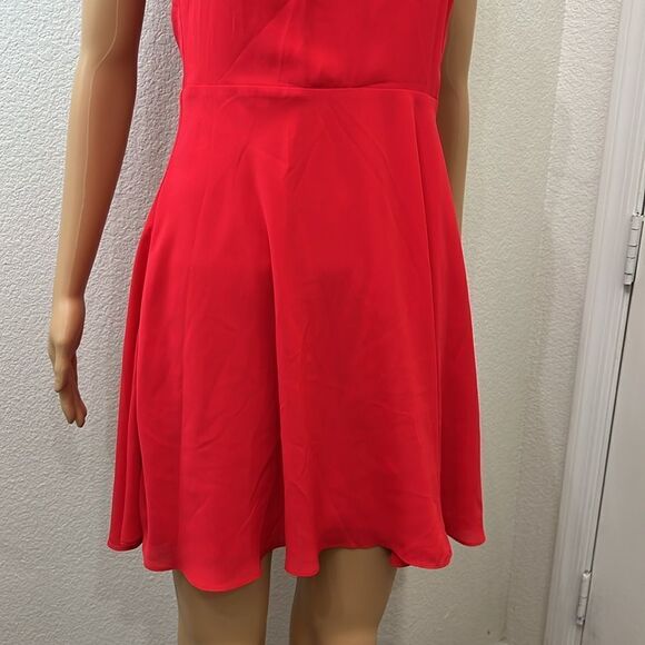 Express Dress Sz 4 Red Halter Fit & Flair Sleeveless Mini Summer Cocktail Party - Picture 5 of 15